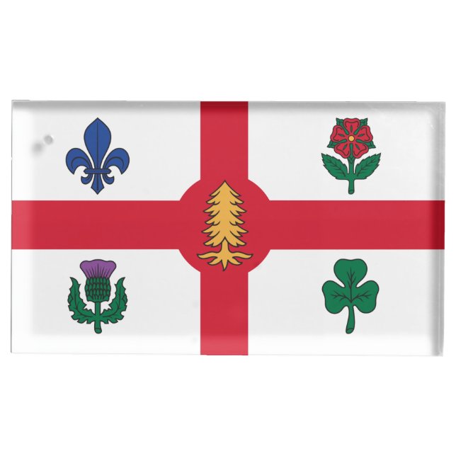 Patriotic tabel card holder with Flag of Montreal (Front)