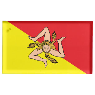 Patriotic tabel card holder with Flag of Sicily
