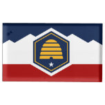 Patriotic tabel card holder with Flag of Utah, USA