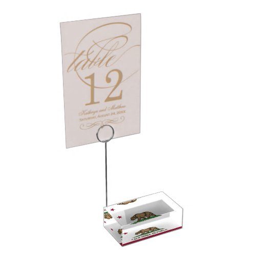 Patriotic table card holder with California Flag