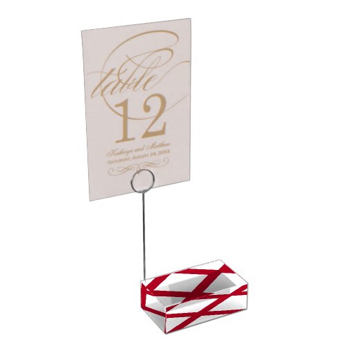 Patriotic table card holder with Flag of Alabama