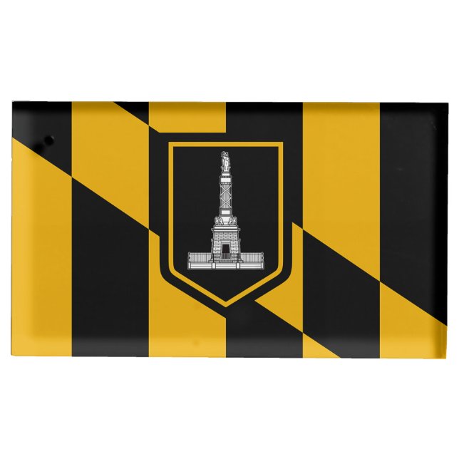Patriotic table card holder with Flag of Baltimore (Front)