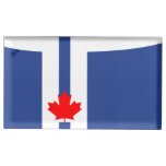 Patriotic table card holder with Flag of Toronto
