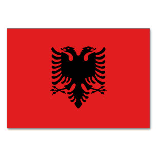 Patriotic table card with Flag of Albania