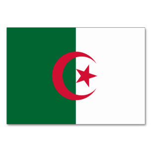 Patriotic table card with Flag of Algeria