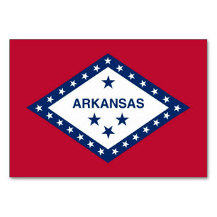 Patriotic table card with Flag of Arkansas