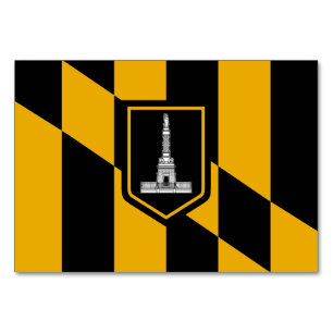 Patriotic table card with Flag of Baltimore