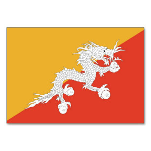 Patriotic table card with Flag of Bhutan