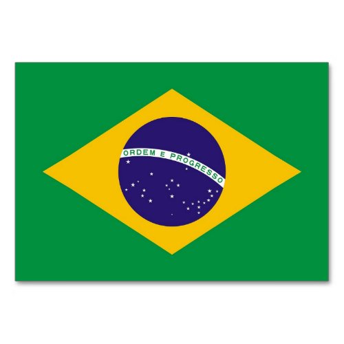 Patriotic table card with Flag of Brazil