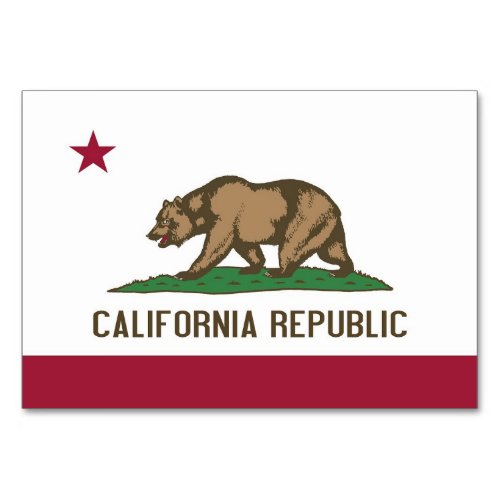 Patriotic table card with Flag of California