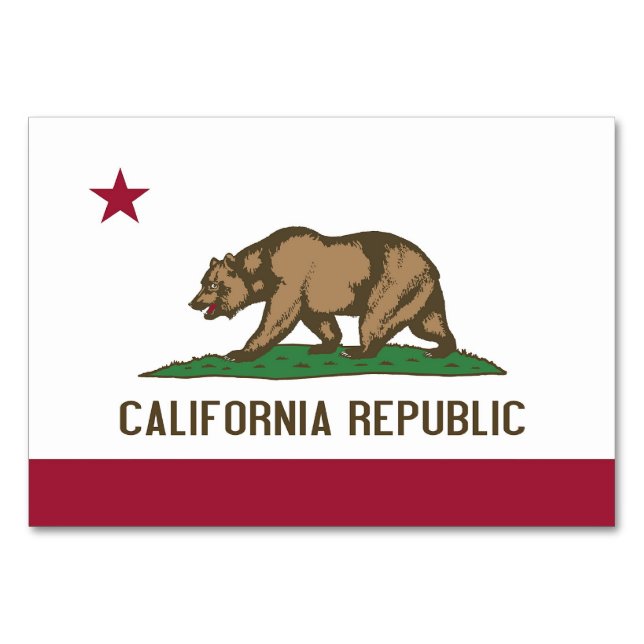 Patriotic table card with Flag of California (Front)