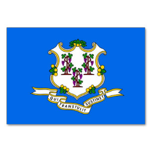 Patriotic table card with Flag of Connecticut