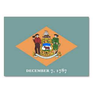 Patriotic table card with Flag of Delaware