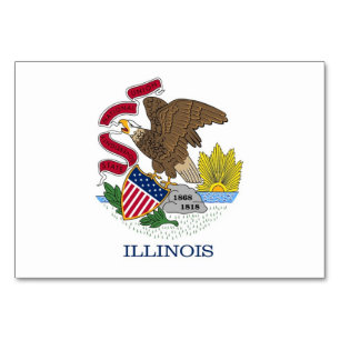 Patriotic table card with Flag of Illinois
