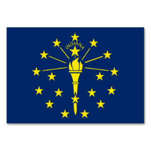 Patriotic table card with Flag of Indiana