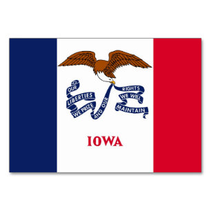Patriotic table card with Flag of Iowa