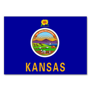 Patriotic table card with Flag of Kansas