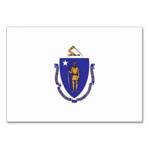 Patriotic table card with Flag of Massachusetts