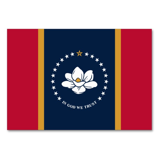 Patriotic table card with Flag of Mississippi (Front)