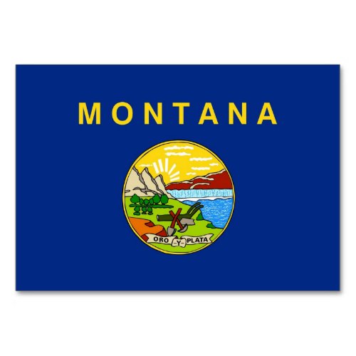 Patriotic table card with Flag of Montana