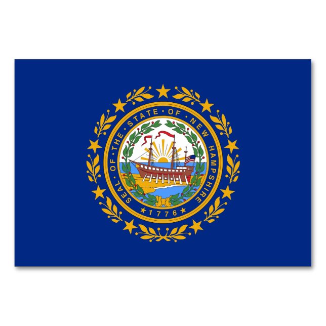 Patriotic table card with Flag of New Hampshire (Back)
