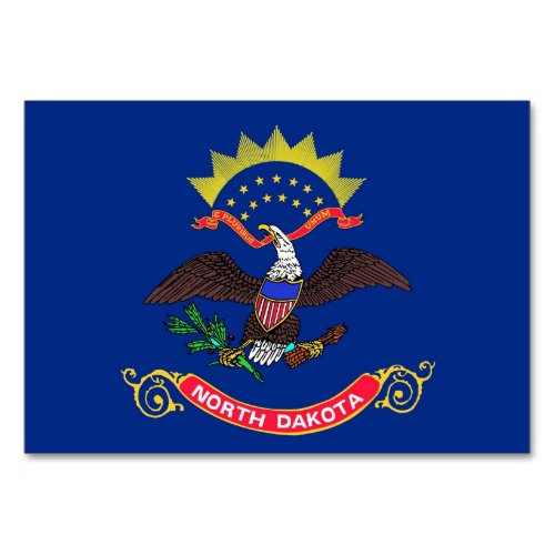 Patriotic table card with Flag of North Dakota