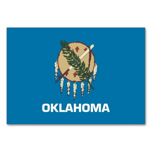 Patriotic table card with Flag of Oklahoma