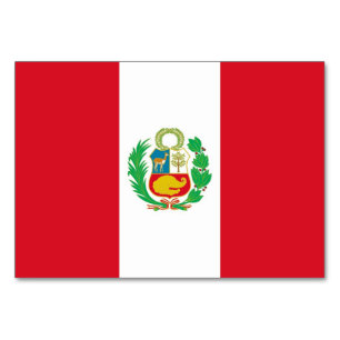 Patriotic table card with Flag of Peru