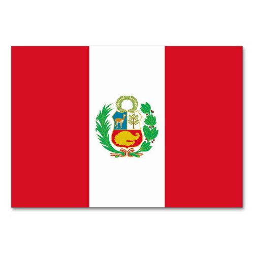 Patriotic table card with Flag of Peru