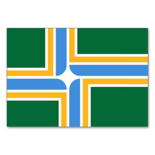 Patriotic table card with Flag of Portland