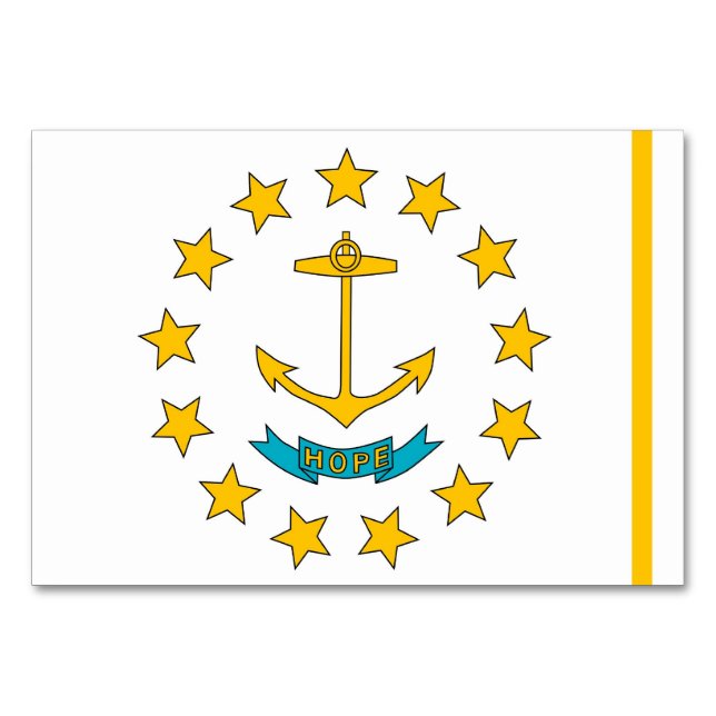 Patriotic table card with Flag of Rhode Island (Front)