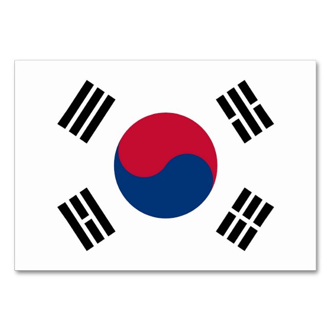 Patriotic table card with Flag of South Korea (Back)