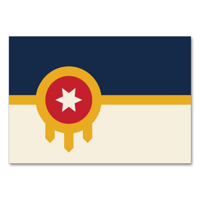 Patriotic table card with Flag of Tulsa City (Front)