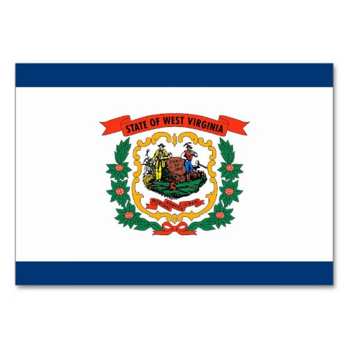 Patriotic table card with Flag of West Virginia