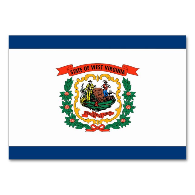 Patriotic table card with Flag of West Virginia (Back)