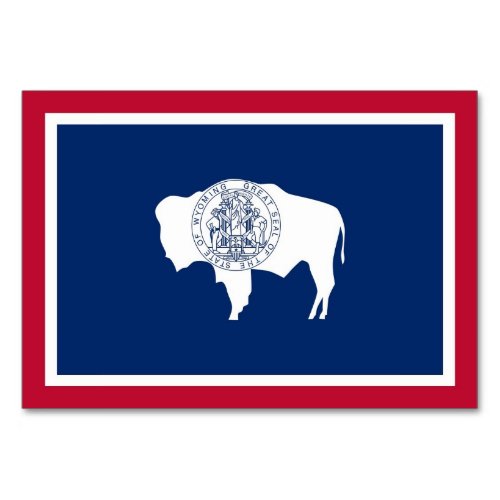 Patriotic table card with Flag of Wyoming