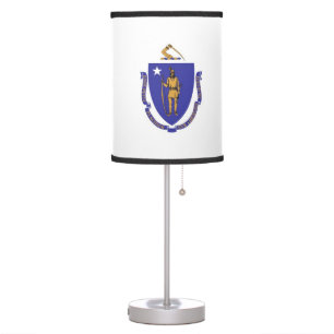 Patriotic table lamp with Flag of Massachusetts
