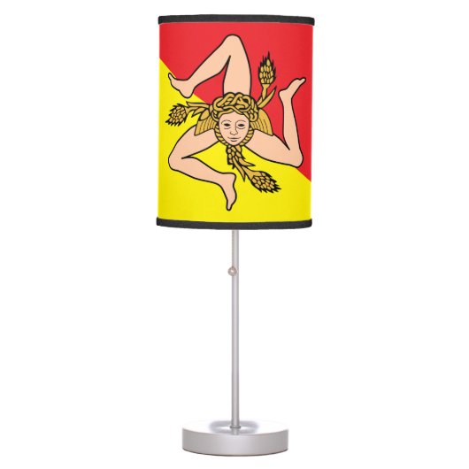 Patriotic table lamp with Flag of Sicily, Italy (Front)