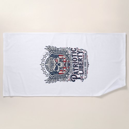 Patriotic Tactical Eagle Skull Military Inspired S Beach Towel