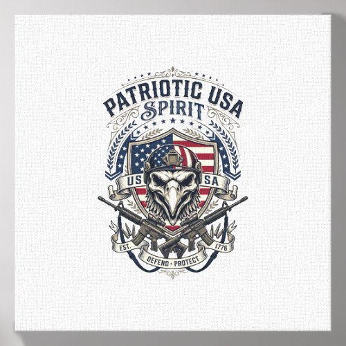 Patriotic Tactical Eagle Skull Military Inspired S Canvas Photo Tile