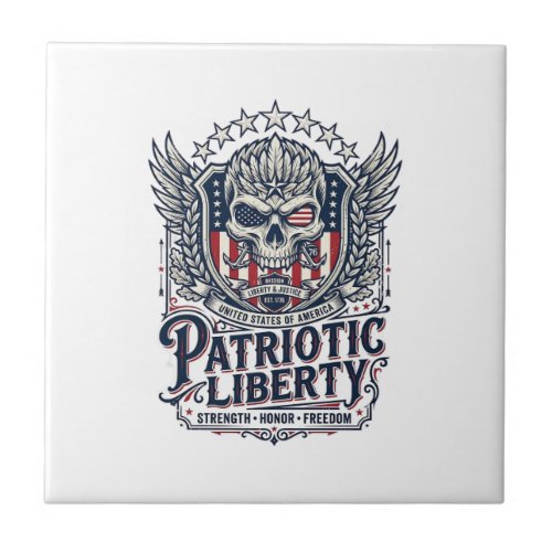 Patriotic Tactical Eagle Skull Military Inspired S Ceramic Tile