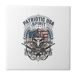 Patriotic Tactical Eagle Skull Military Inspired S Ceramic Tile