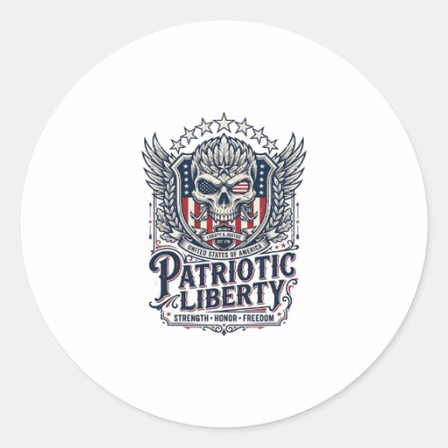 Patriotic Tactical Eagle Skull Military Inspired S Classic Round Sticker