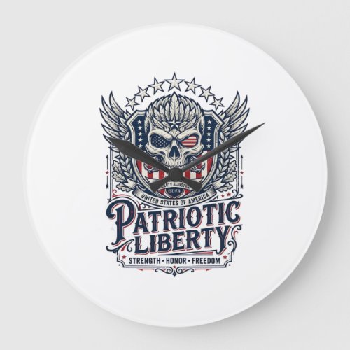 Patriotic Tactical Eagle Skull Military Inspired S Large Clock