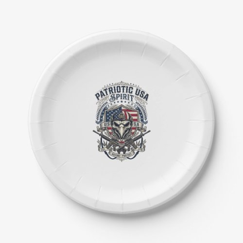 Patriotic Tactical Eagle Skull Military Inspired S Paper Plates