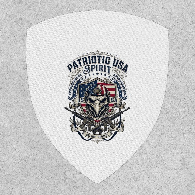 Patriotic Tactical Eagle Skull Military Inspired S Patch (Front)
