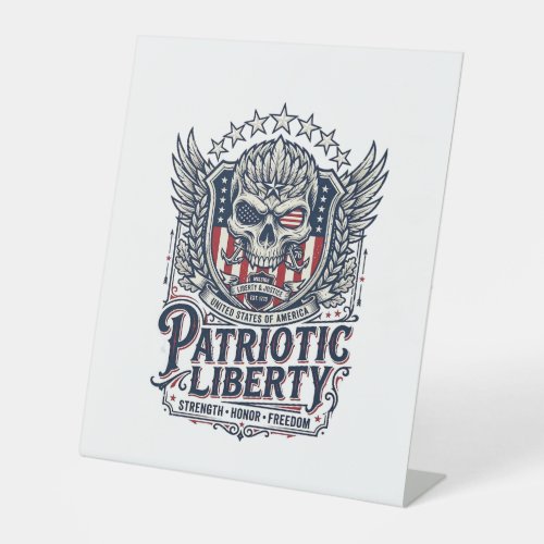 Patriotic Tactical Eagle Skull Military Inspired S Pedestal Sign