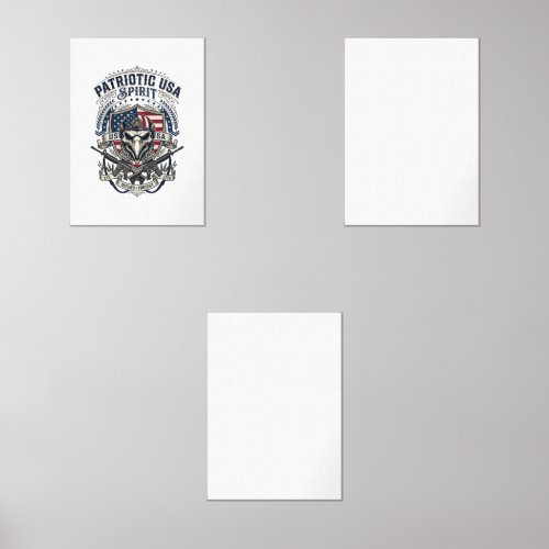 Patriotic Tactical Eagle Skull Military Inspired S Wall Art Sets
