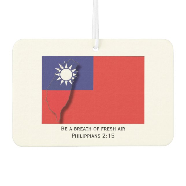 Patriotic TAIWAN FLAG | Taiwanese Map Outline Air Freshener (Front)