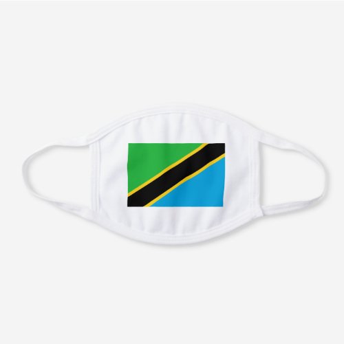 Patriotic Tanzania Flag White Cotton Face Mask